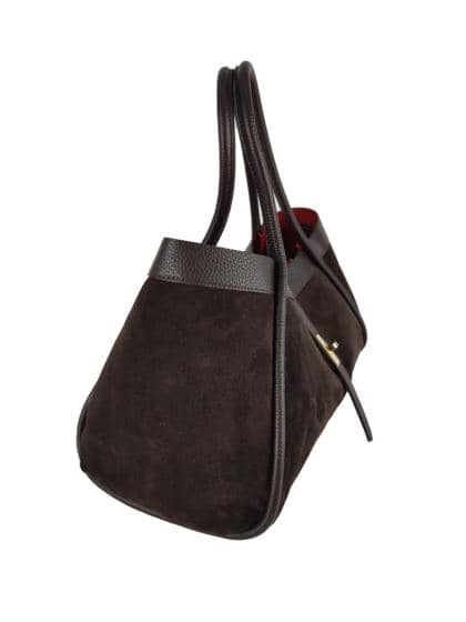 Rankinė 'Verona' – šoninis vaizdas, tamsiai ruda oda